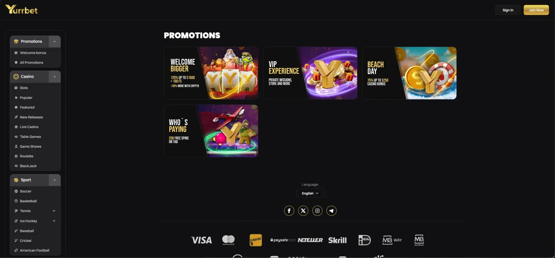 Yurrbet Bonus at the official Yurrbet Casino