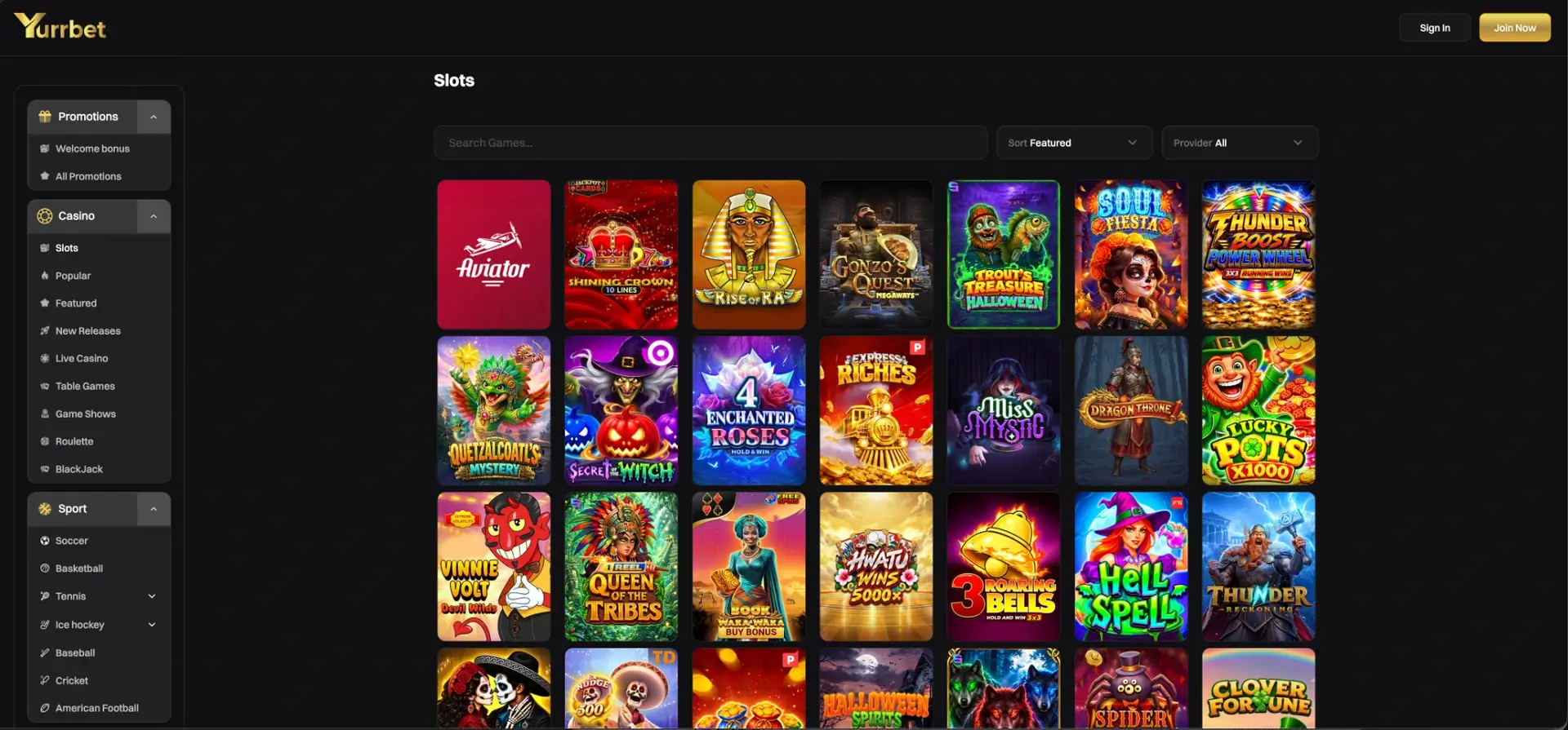 Yurrbet Slots at the official Yurrbet Casino